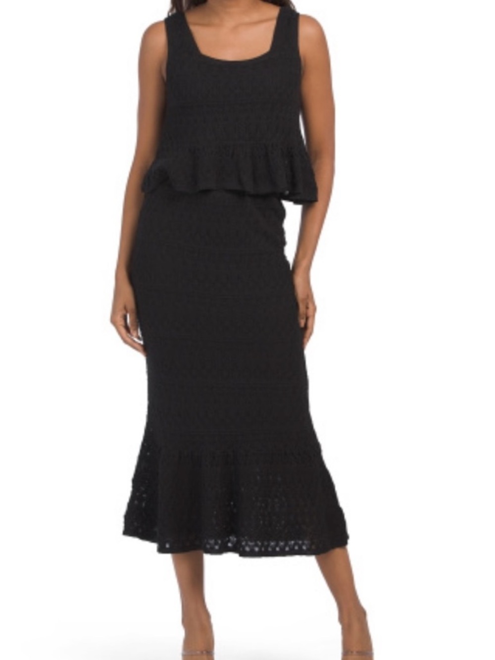NWT House of Harlow 1960 Maxi Skirt Set Square Neck Crochet Knit Cami Flowy $185